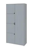 KSR6-82 P skříň šatní, 1x výsuvné ramínko, 4x dvířka, 2053x1022x400 mm, provedení pravé, šedá